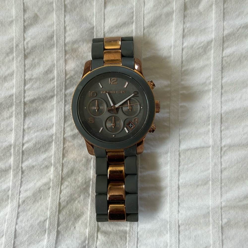 Two tone (gray and rose gold) Michael Kors watch